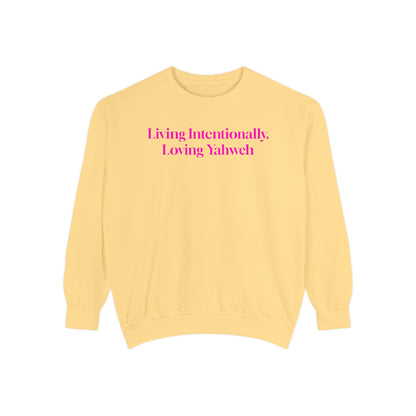 Crewneck Sweatshirt - Living Intentionally, Loving Yahweh