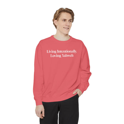 Crewneck Sweatshirt - Living Intentionally, Loving Yahweh