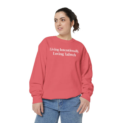 Crewneck Sweatshirt - Living Intentionally, Loving Yahweh