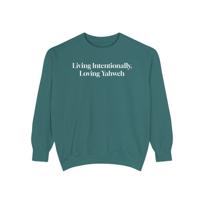 Crewneck Sweatshirt - Living Intentionally, Loving Yahweh